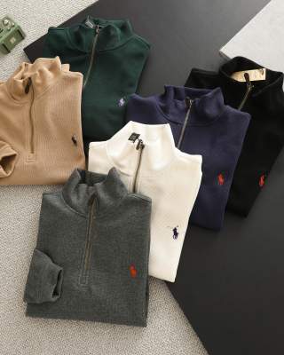 Ralph Lauren Sweatshirt Half-Zip Mock Neck Cotton Pullover